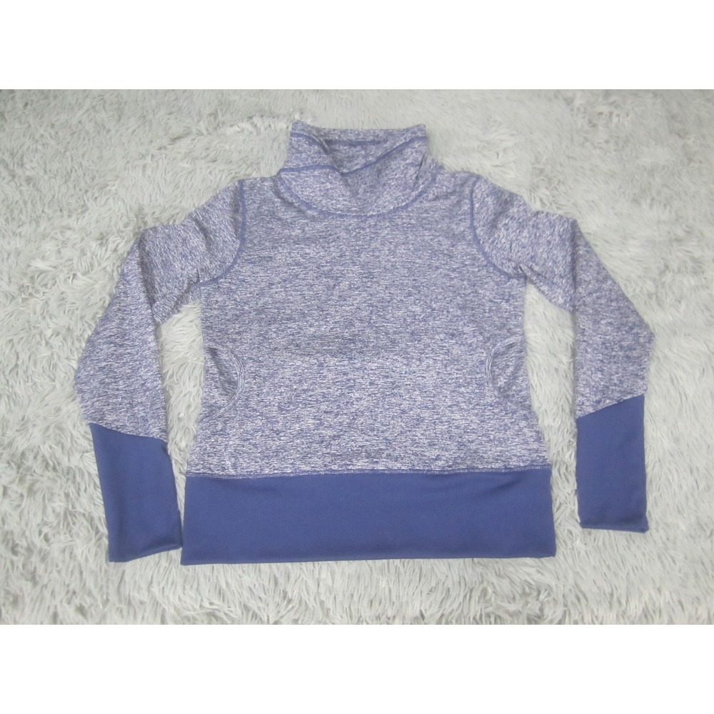 Lucy‎ Sweater Womens Small Blue Cowl Neck Long Sleeve Stretch Athletic Pullover